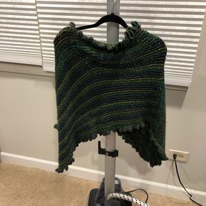 Girls Green Handmade Poncho